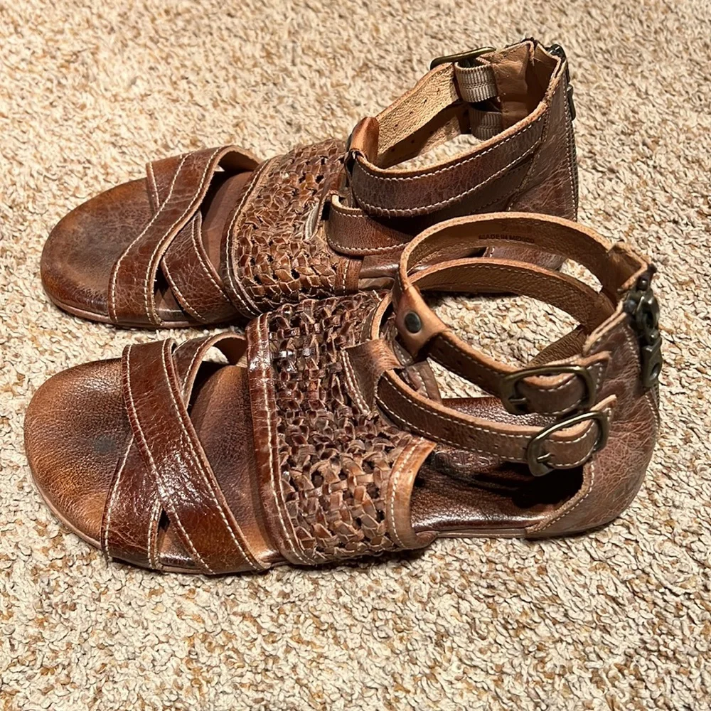 BED STU Capriana Strappy Leather Sandals Tan Mason - Picture 3 of 6